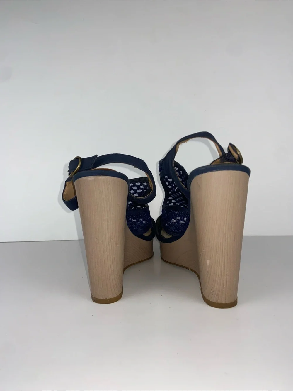 Navy Woven Slingback Wedge Sandals Lucky Brand Size 8